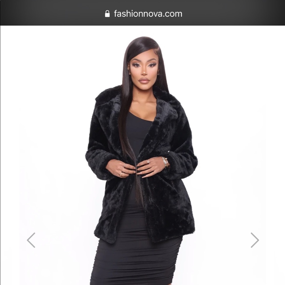 black faux fur fashion nova coat